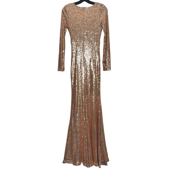 Lulus Dress All Over Sequin Y2K Hollywood Disco Glam Gatsby Rose Gold Small Flaw - Picture 11 of 11
